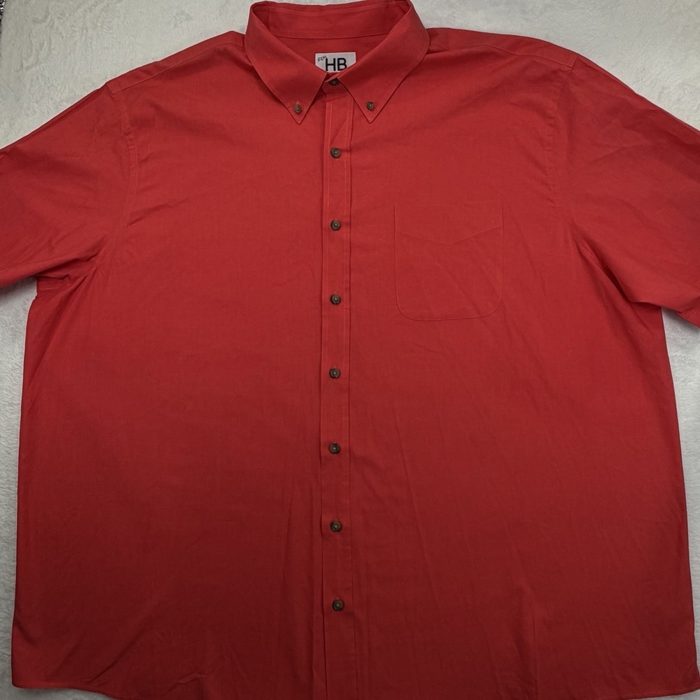 Harbor Bay Men's Size 2XL Red Solid Checkered Short Sleeve Button Up